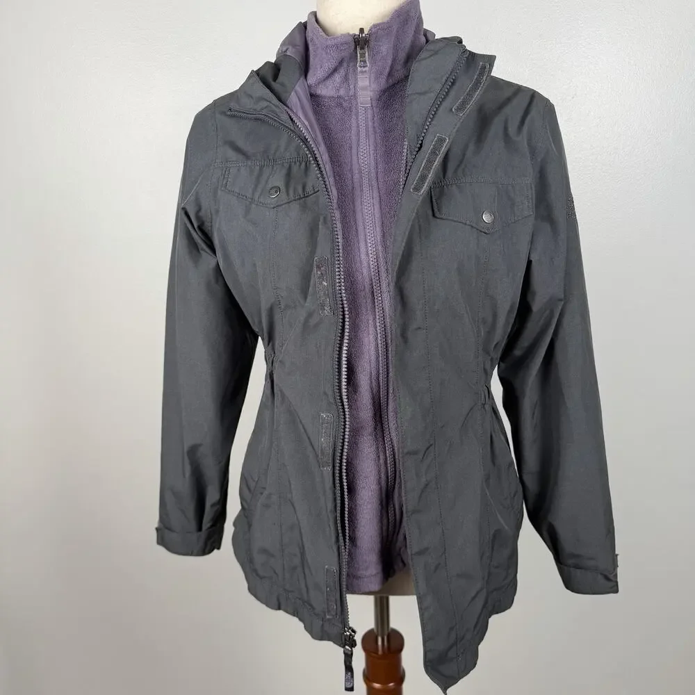 Girls North Face DryVent Purple Gray Hooded 3 In 1 Winter Fall Jacket L 14-16